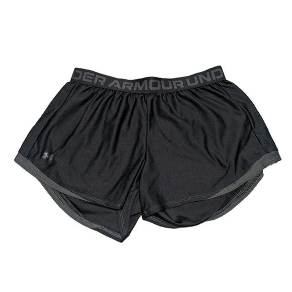 Under Armour Womens L Loose Shorts 3" Running Gym Activewear Black Elastic Waist - Picture 1 of 3